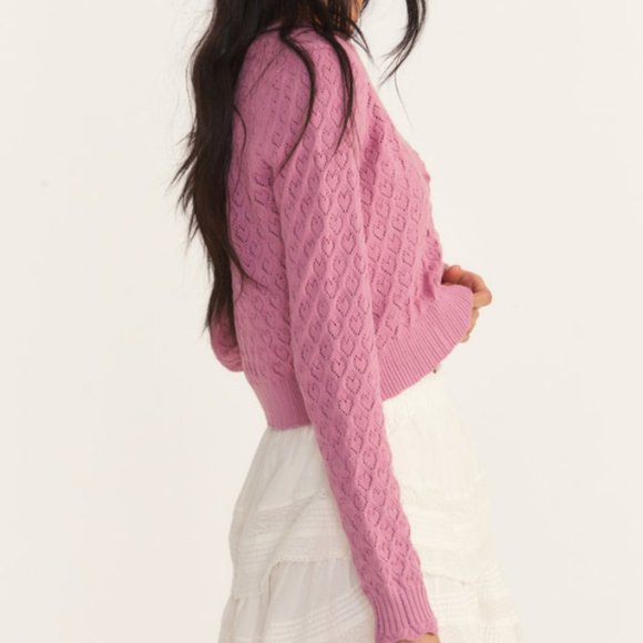 NWT Loveshackfancy Janie Cropped Cardigan in wild berry - Picture 3 of 4